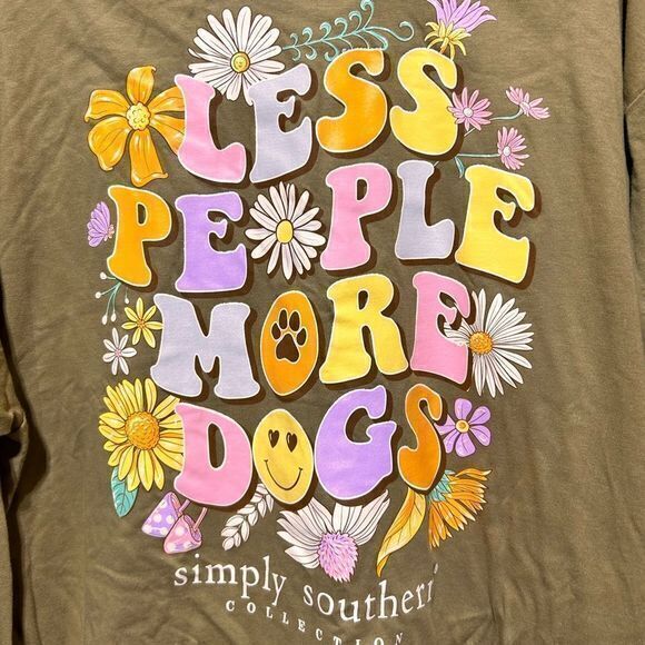 NWT Simply Southern “Less People More Dogs” Long Sleeve Tshirt Tulepo Honey XXL - Picture 3 of 4